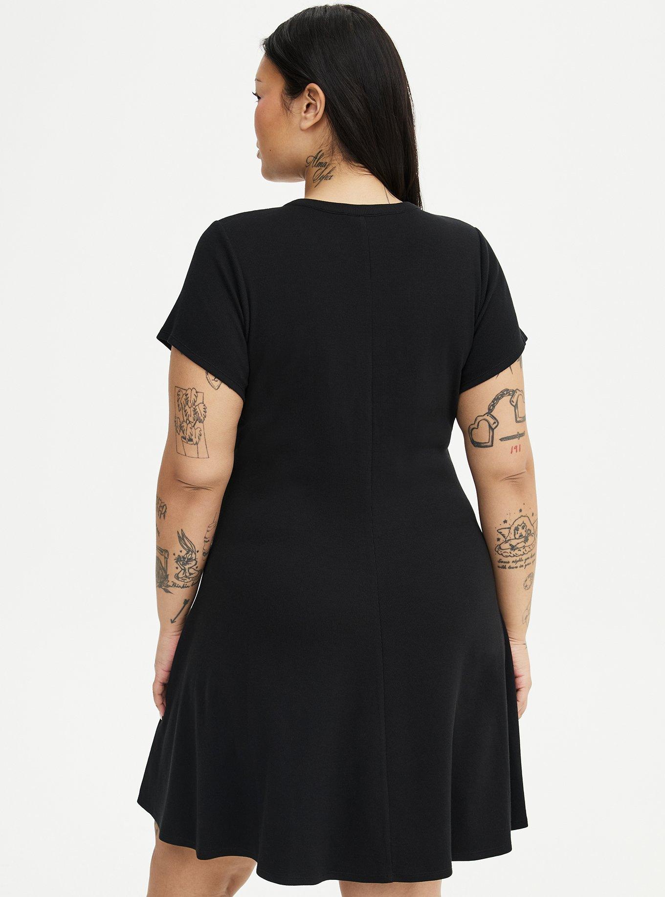 Ribbed Henley Mini Dress, DEEP BLACK, alternate