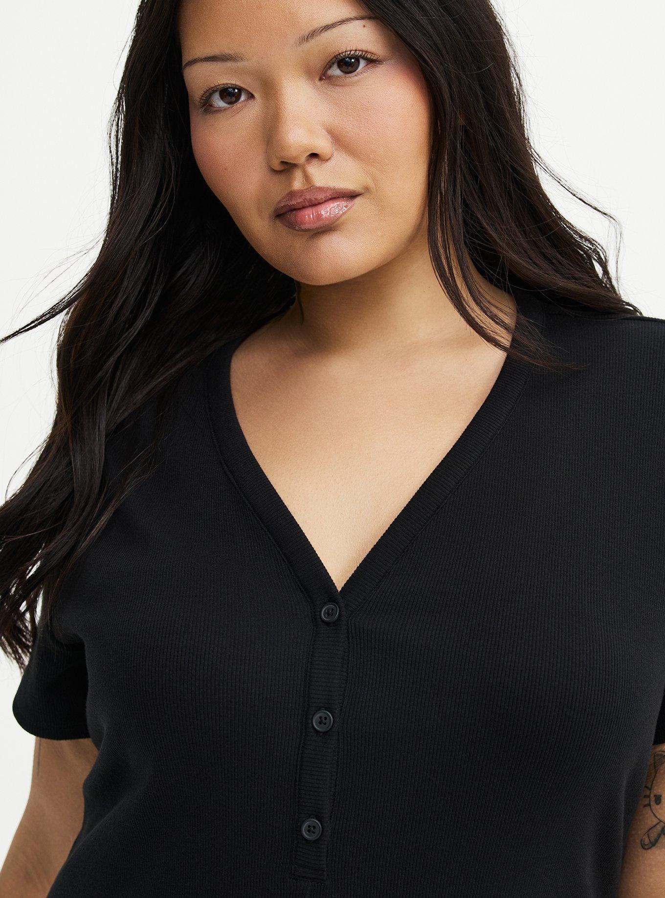 Ribbed Henley Mini Dress, DEEP BLACK, alternate