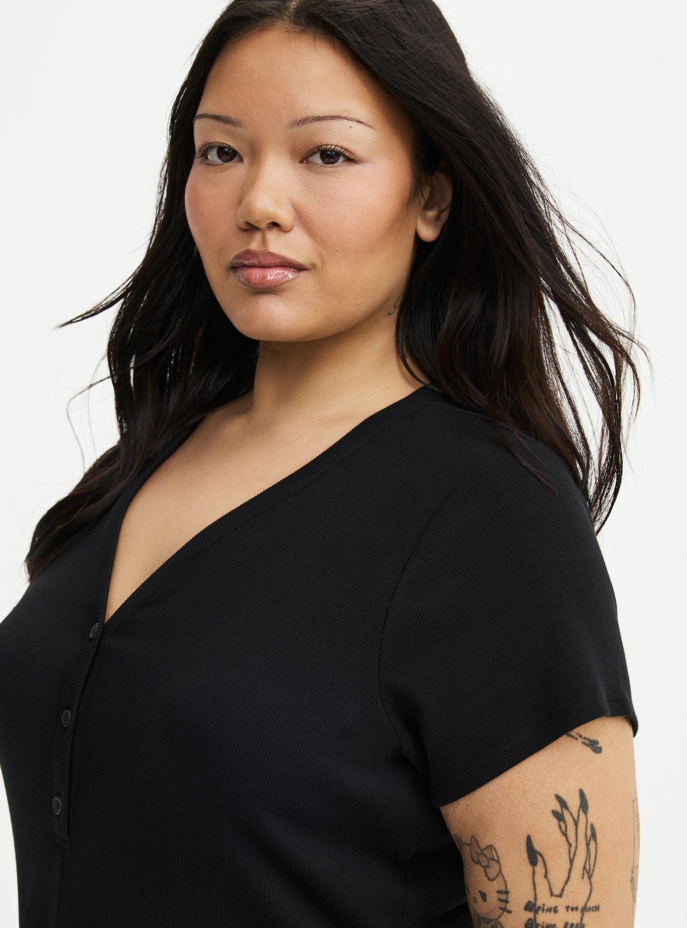 Ribbed Henley Mini Dress, DEEP BLACK, alternate