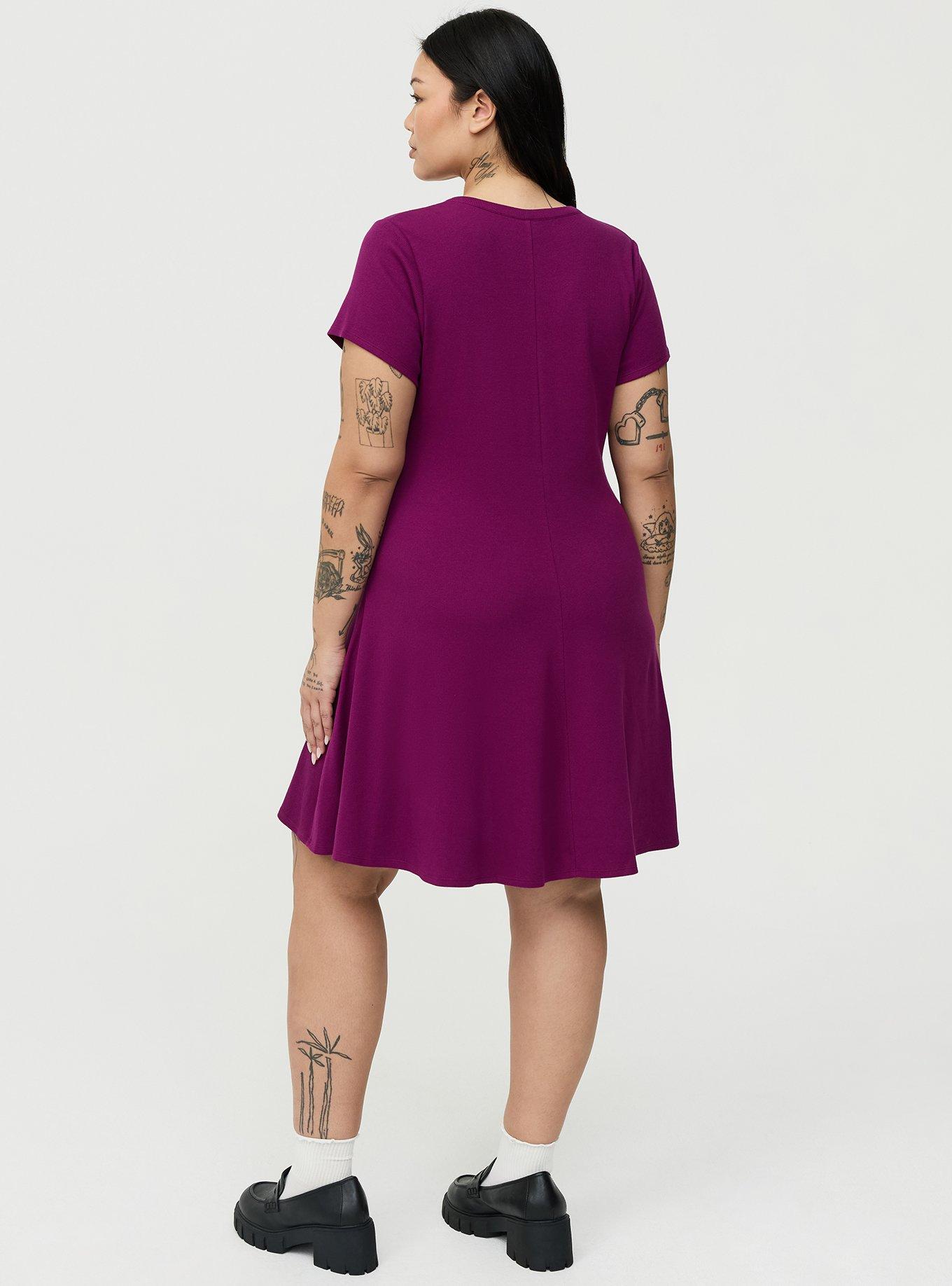 Ribbed Henley Mini Dress, PLUM CASPIA, alternate