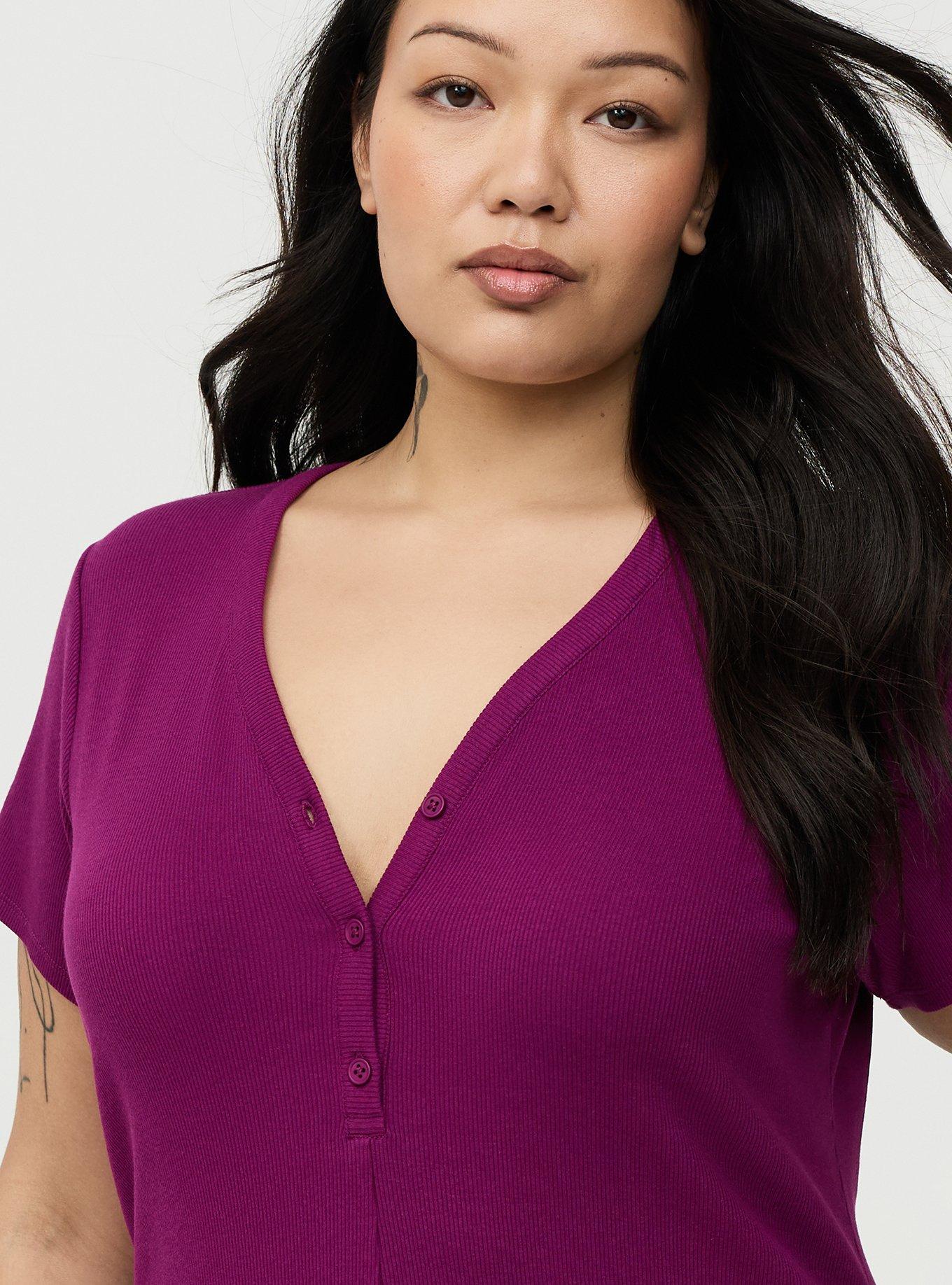 Ribbed Henley Mini Dress, PLUM CASPIA, alternate