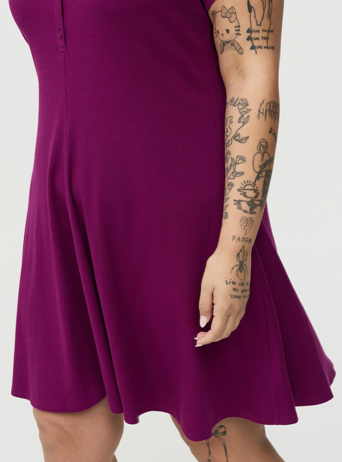 Ribbed Henley Mini Dress, PLUM CASPIA, alternate