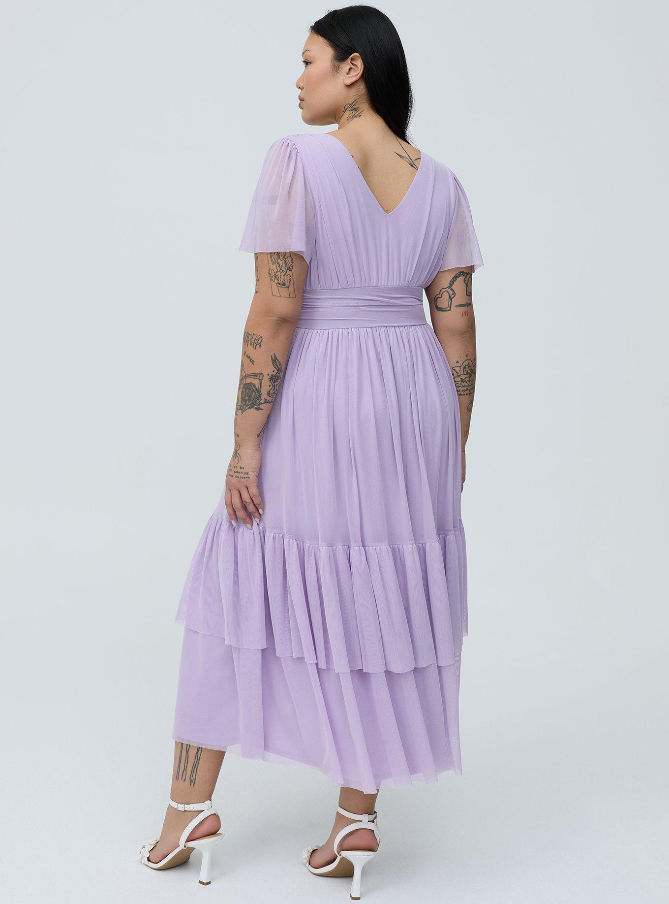 Flutter Sleeve Tulle Maxi Dress, ENGLISH HYACINTH, alternate