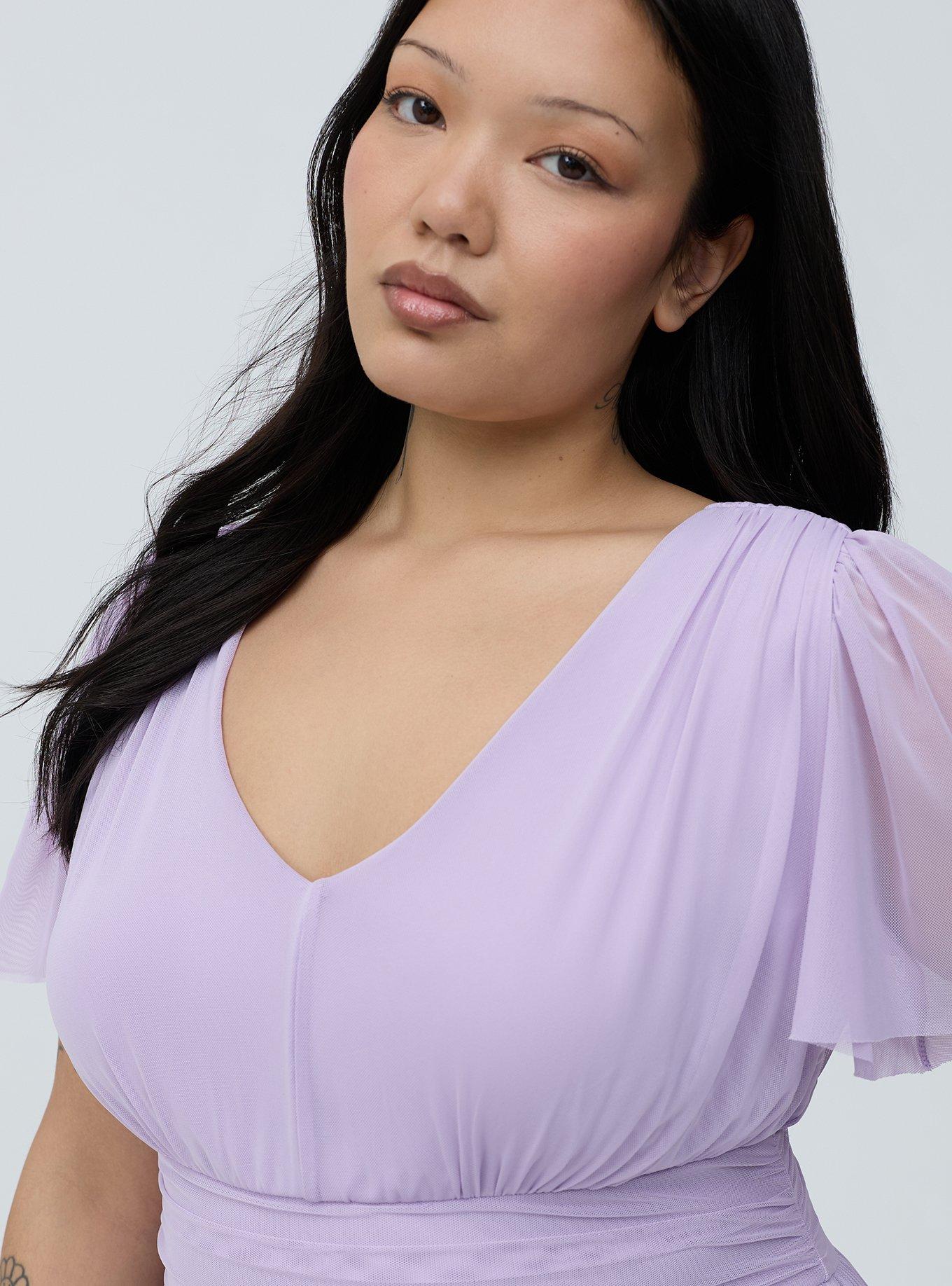 Flutter Sleeve Tulle Maxi Dress, ENGLISH HYACINTH, alternate