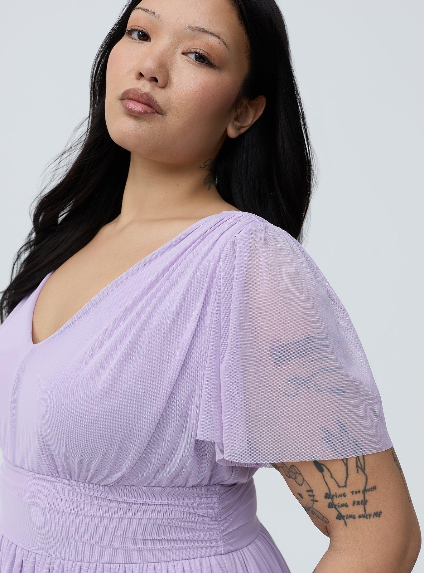 Flutter Sleeve Tulle Maxi Dress, ENGLISH HYACINTH, alternate