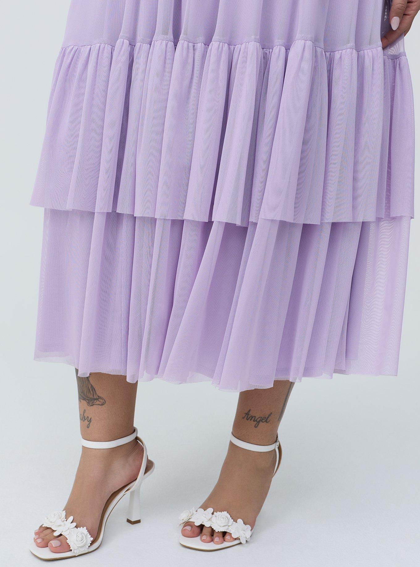 Flutter Sleeve Tulle Maxi Dress, ENGLISH HYACINTH, alternate