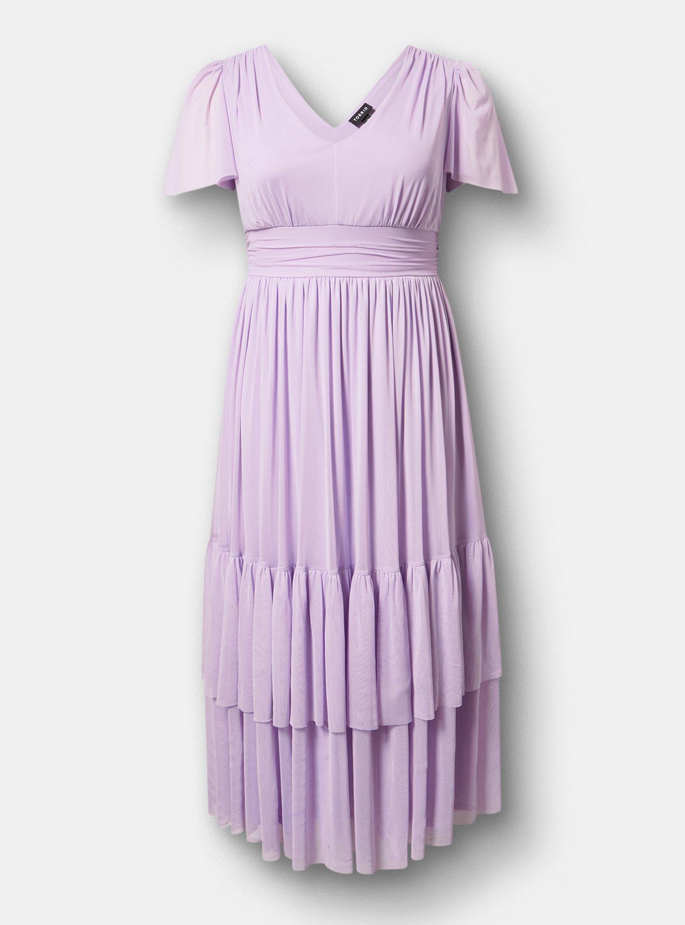 Flutter Sleeve Tulle Maxi Dress, ENGLISH HYACINTH, hi-res