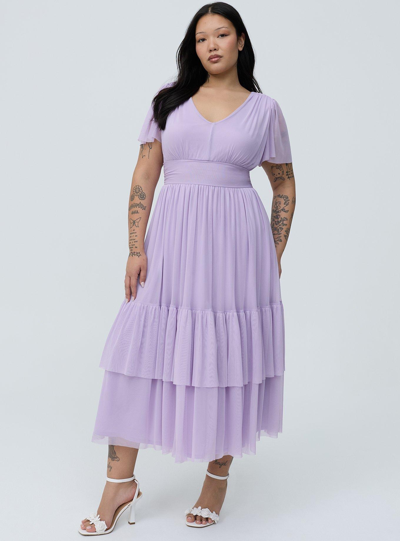 Flutter Sleeve Tulle Maxi Dress, ENGLISH HYACINTH, hi-res