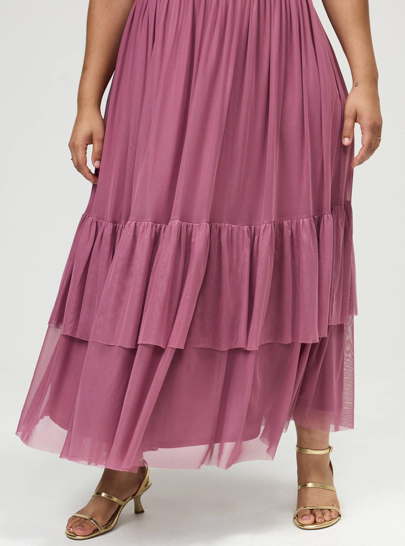 Mesh Flutter Sleeve Maxi Dress, MELLOW MAUVE, alternate