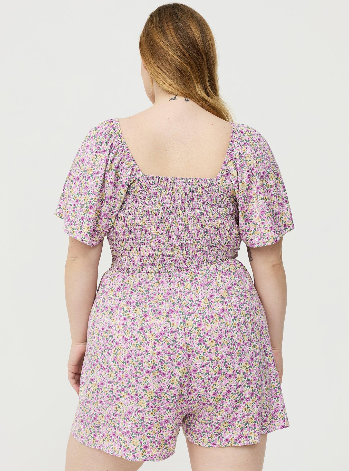 Flutter Sleeve Romper, PRETTY DITSY FLORAL MULTI, alternate