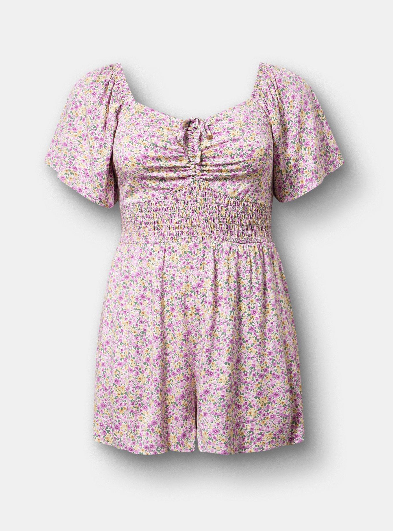 Flutter Sleeve Romper, PRETTY DITSY FLORAL MULTI, hi-res