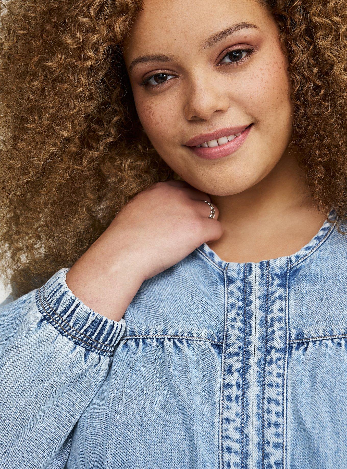 Ruched Denim Jacket, ABSOLU, alternate