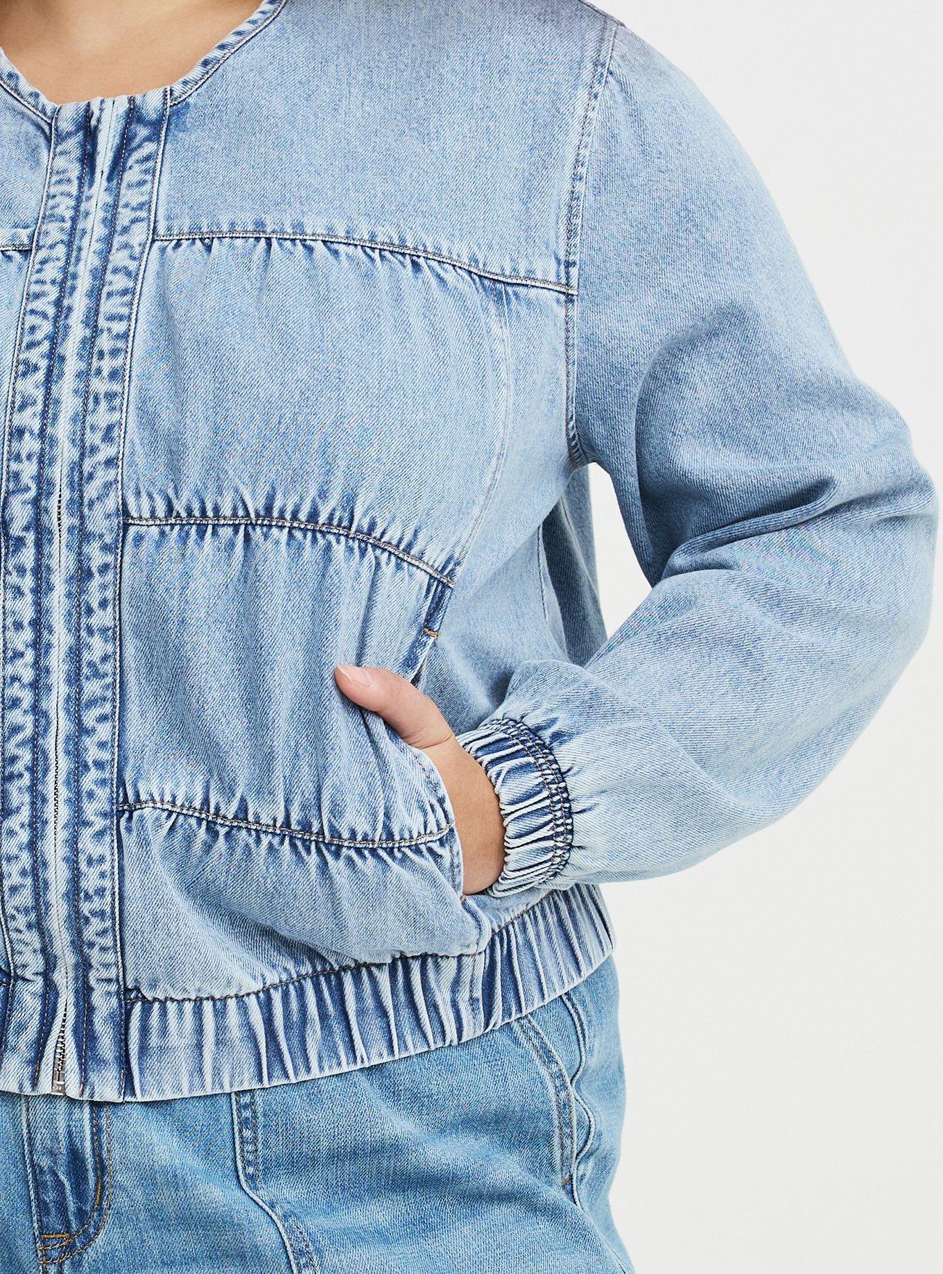 Ruched Denim Jacket, ABSOLU, alternate