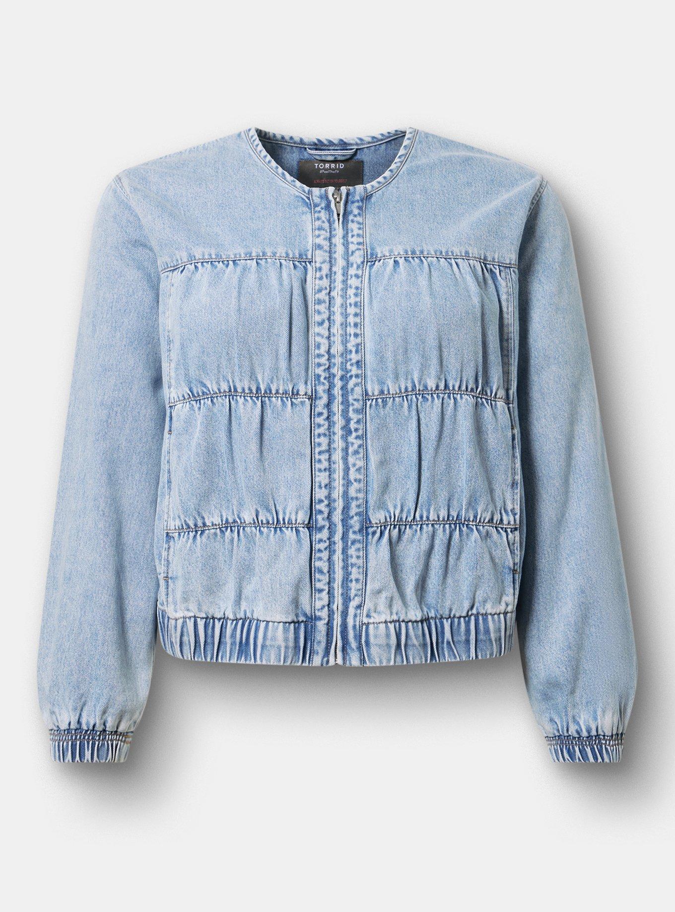Ruched Denim Jacket, ABSOLU, hi-res