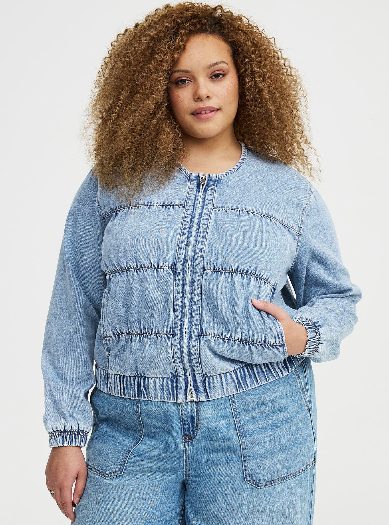 Ruched Denim Jacket, ABSOLU, hi-res