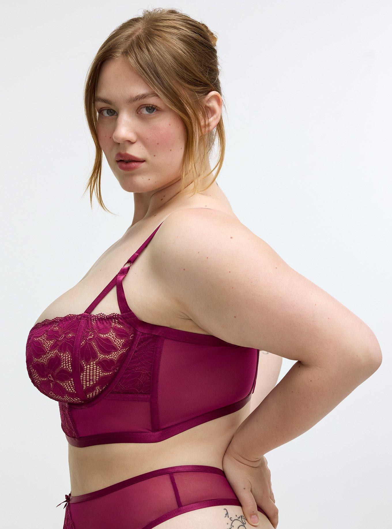 Ava Lace Half Cup Underwire Bra, PLUM CASPIA, alternate