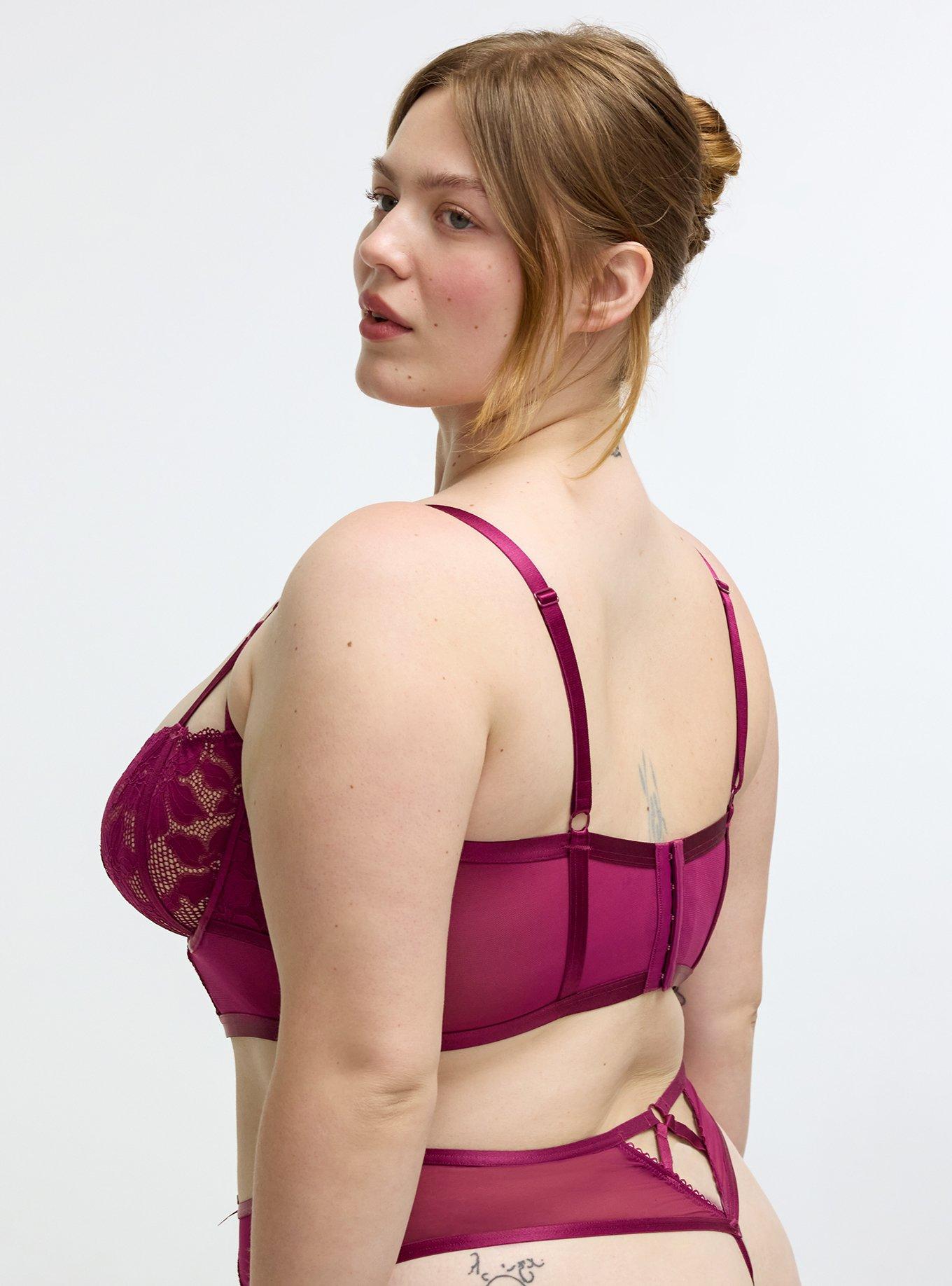 Ava Lace Half Cup Underwire Bra, PLUM CASPIA, alternate