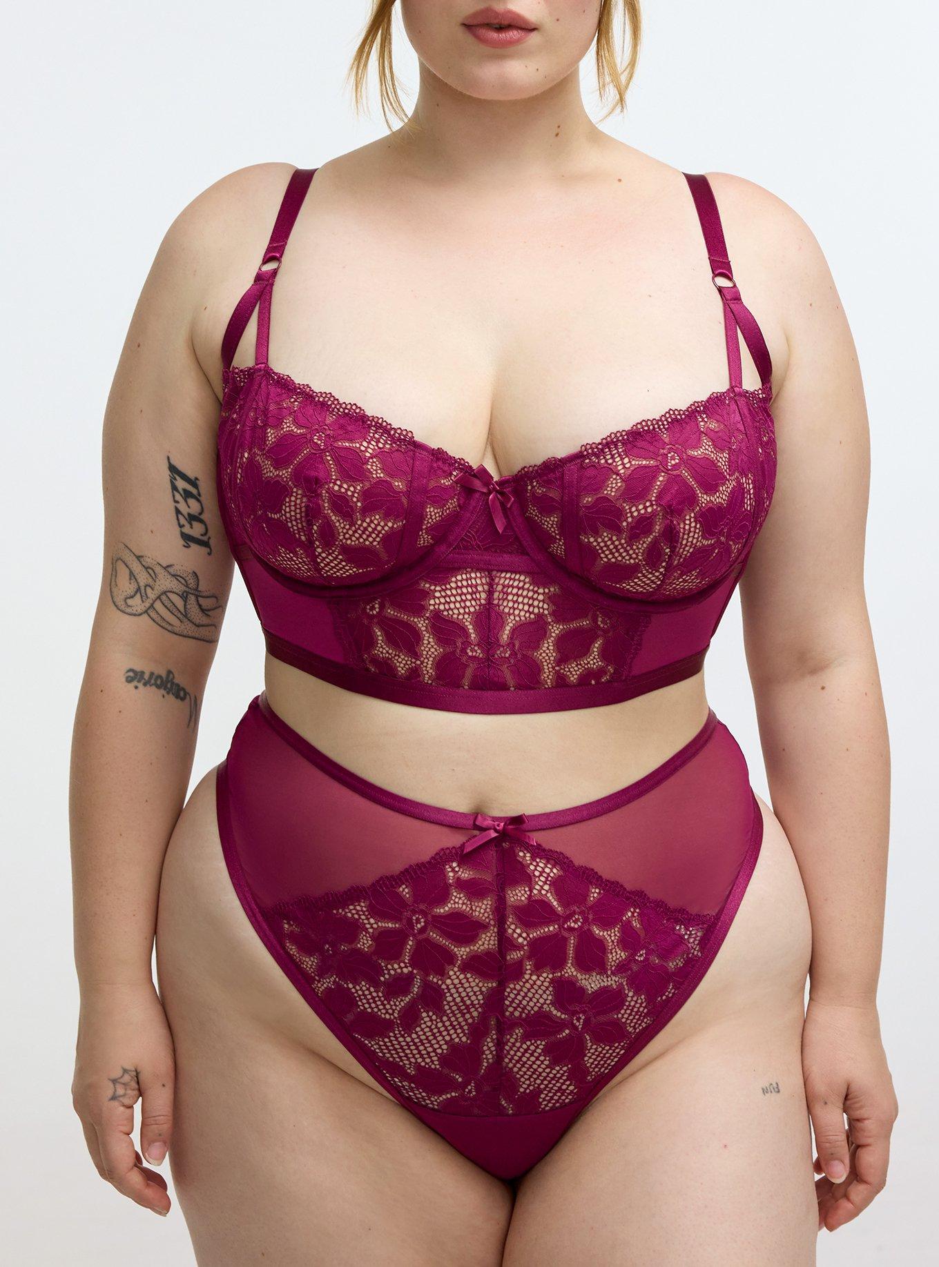 Ava Lace Half Cup Underwire Bra, PLUM CASPIA, alternate
