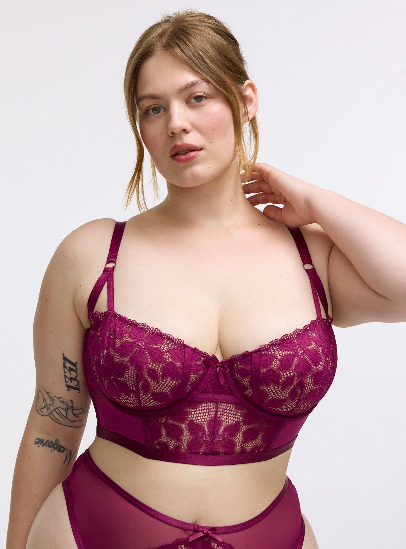 Ava Lace Half Cup Underwire Bra, PLUM CASPIA, hi-res