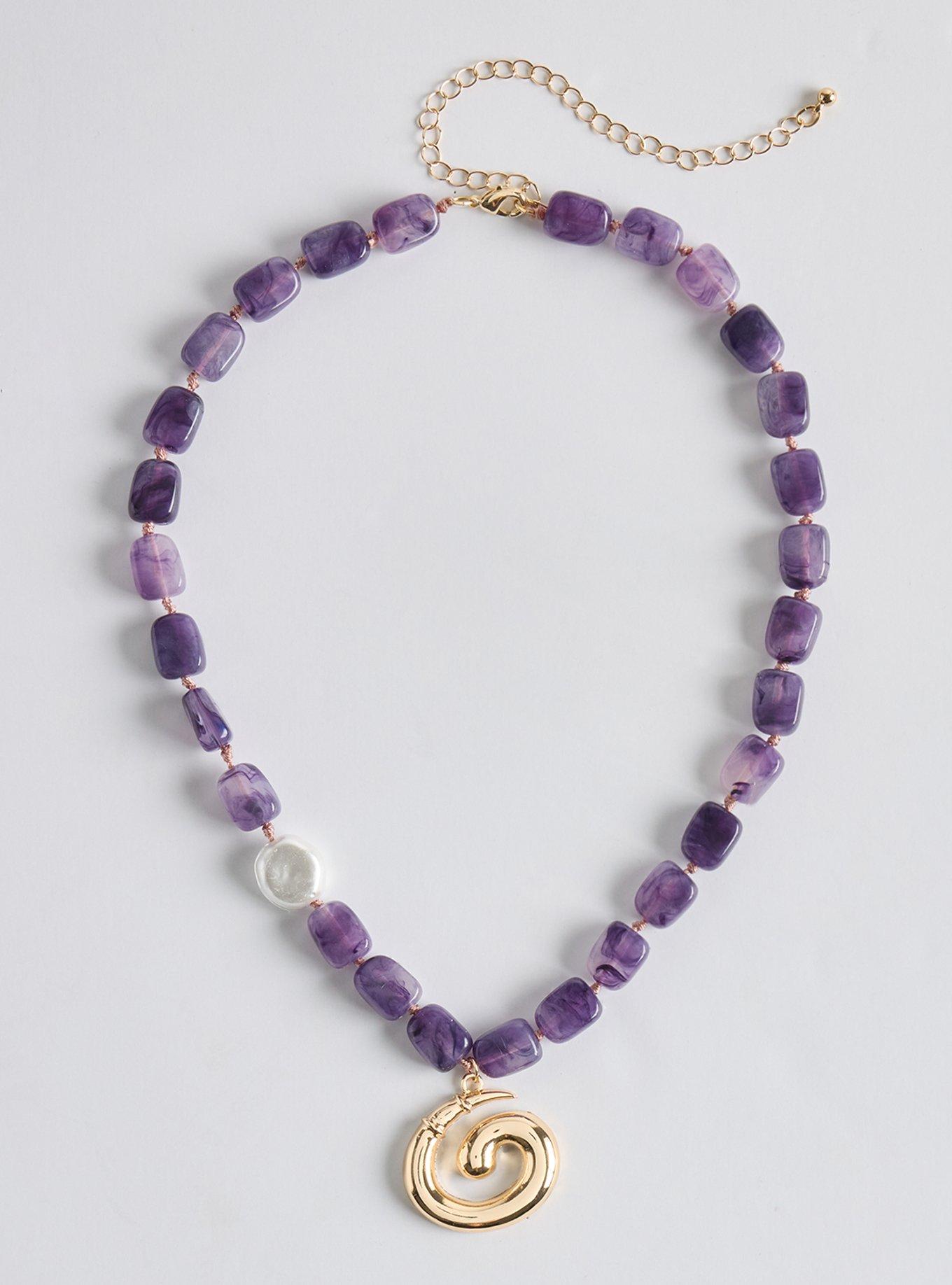 Beaded Charm Swirl Necklace