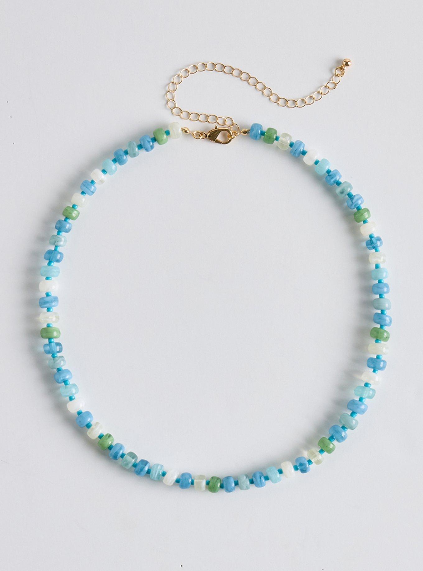 Beaded Necklace, SEA BLUE, hi-res