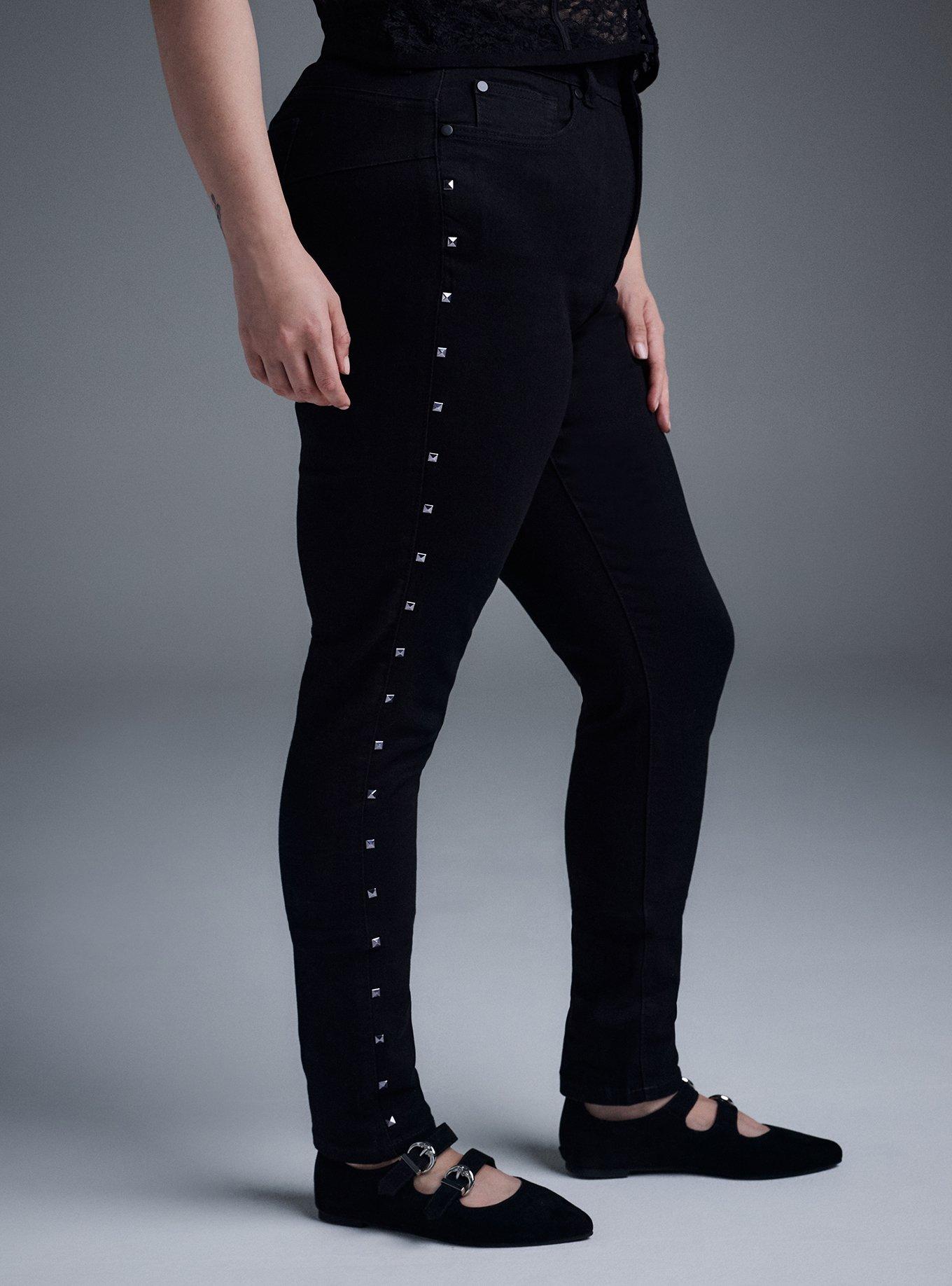 Nightfall Bombshell Skinny Jean with Studs, WASHED BLACK, alternate