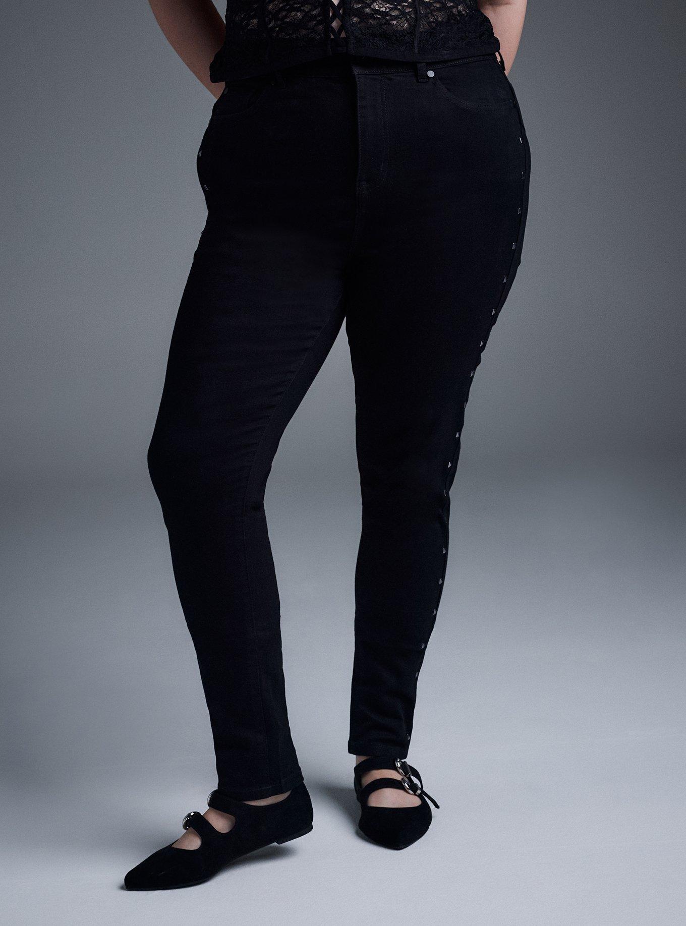 Nightfall Bombshell Skinny Jean with Studs, WASHED BLACK, alternate