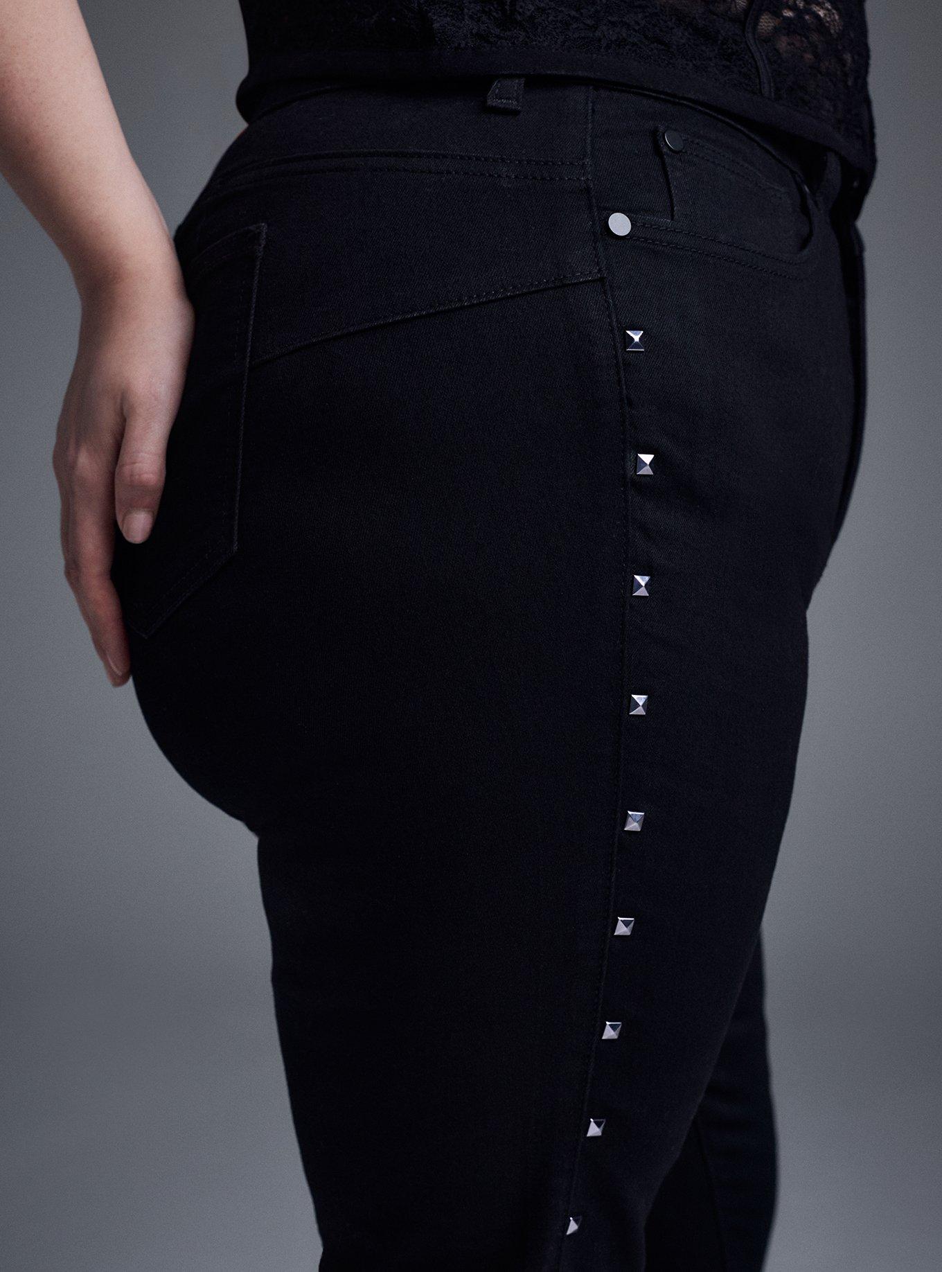 Nightfall Bombshell Skinny Jean with Studs, WASHED BLACK, alternate