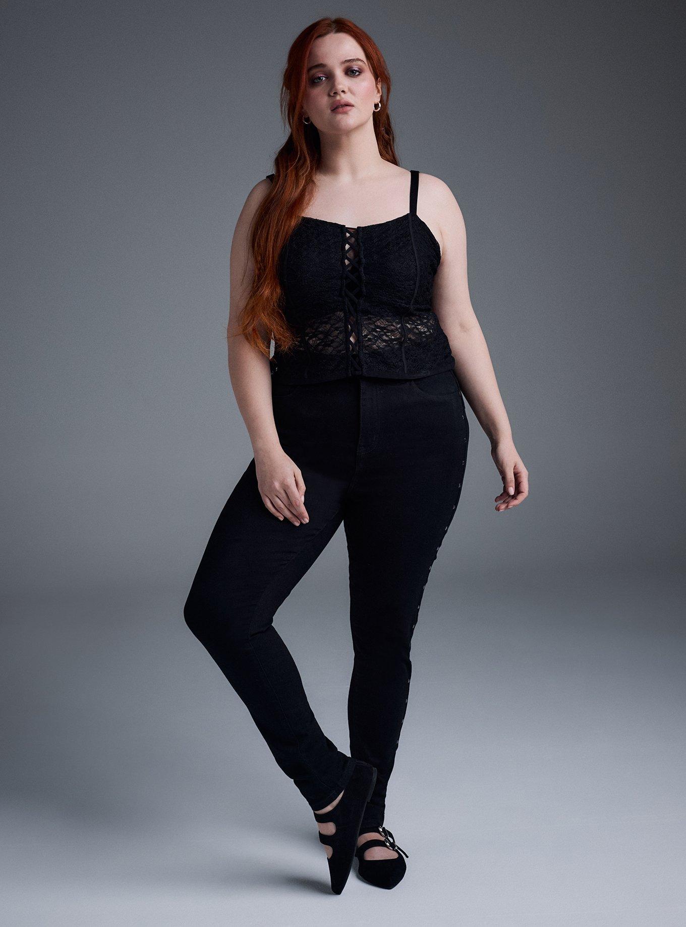 Nightfall Bombshell Skinny Jean with Studs, WASHED BLACK, alternate