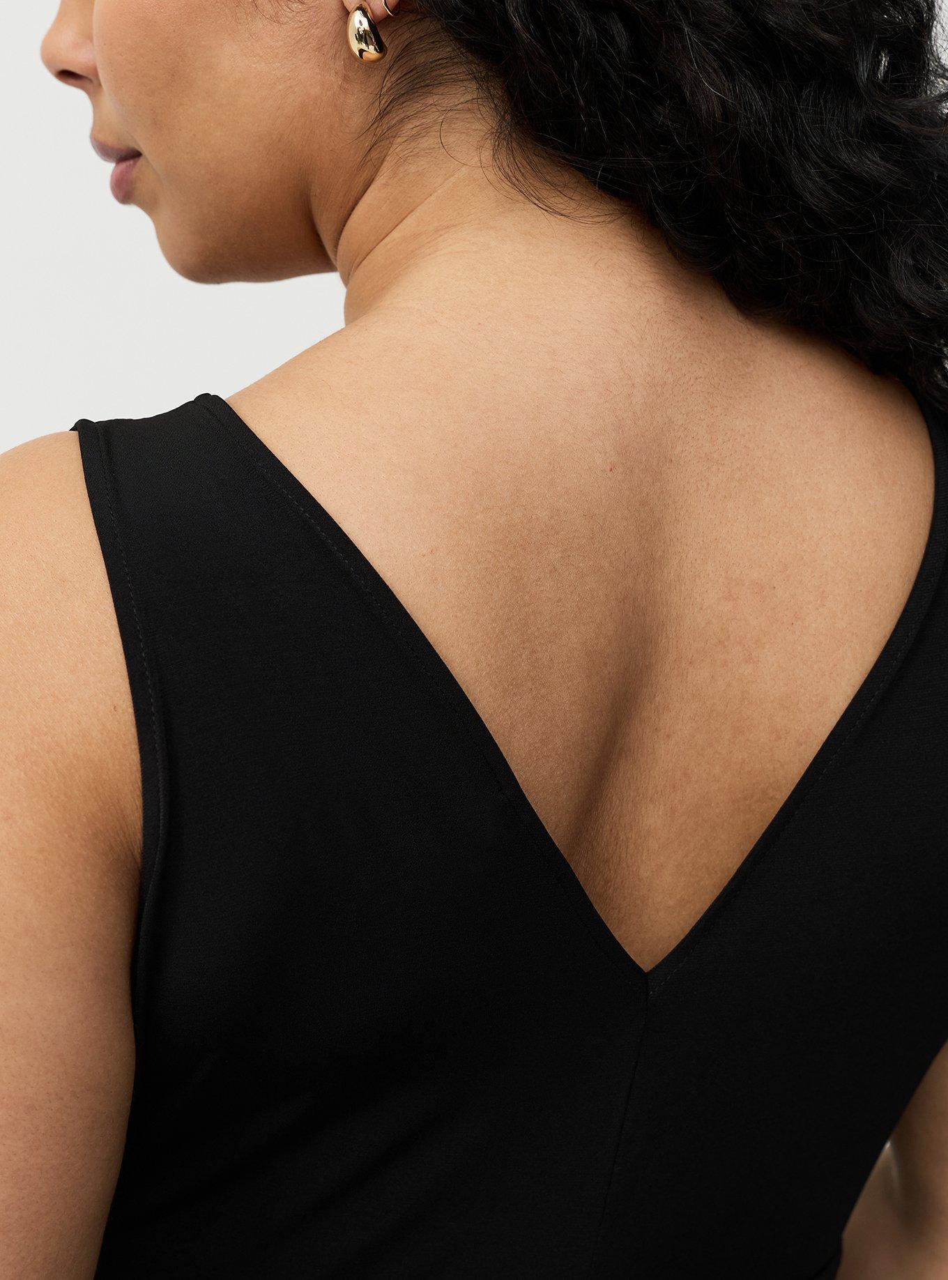 V-Neck Mini Dress, DEEP BLACK, alternate