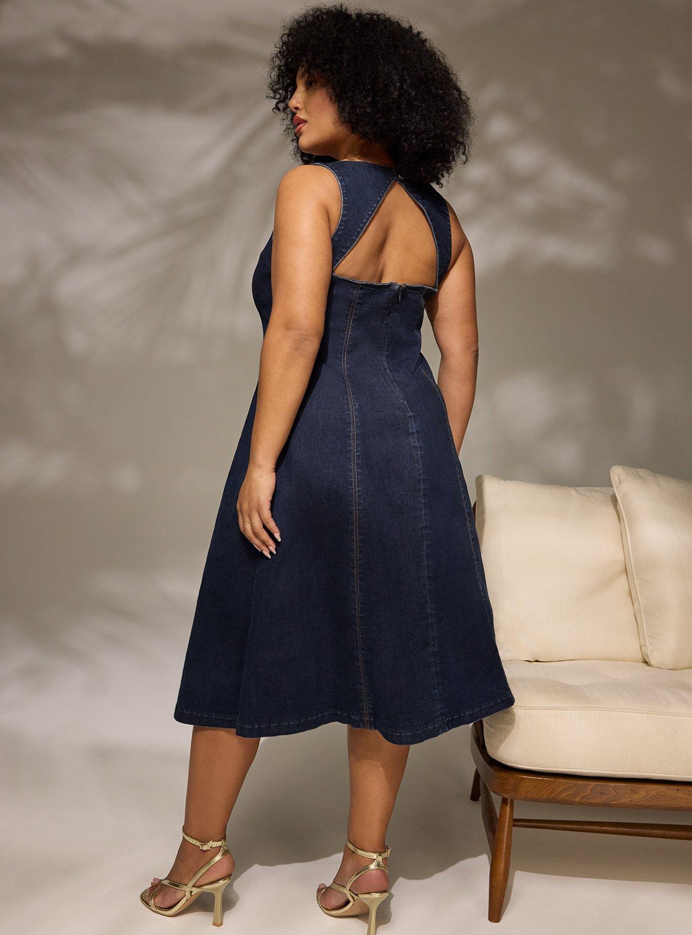 Belle Isle Denim Tea Length Dress, RINSE, alternate