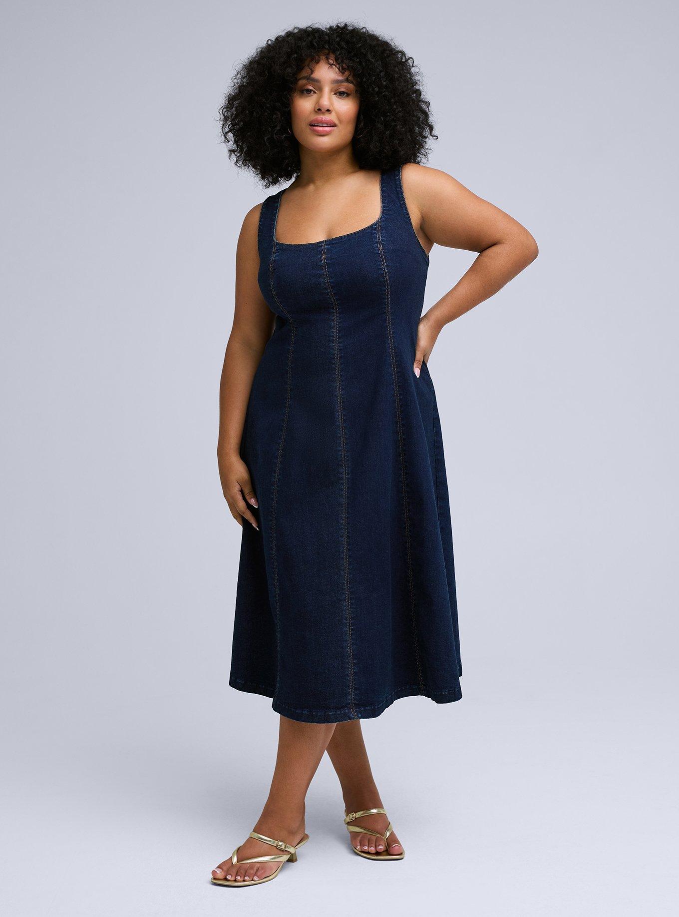 Belle Isle Denim Tea Length Dress, RINSE, alternate