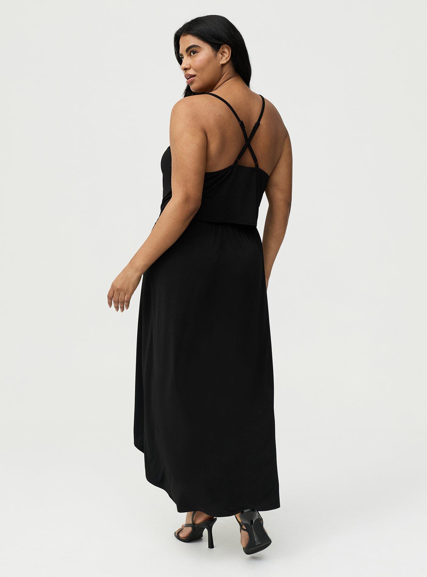 Cowl Neck Maxi Skirt Set, DEEP BLACK, alternate