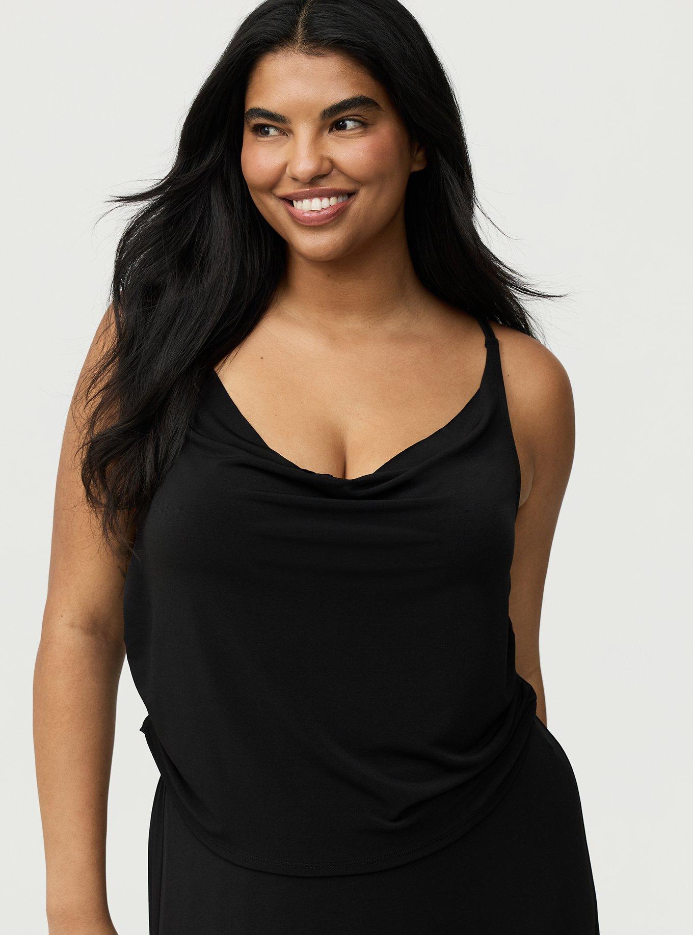 Cowl Neck Maxi Skirt Set, DEEP BLACK, alternate