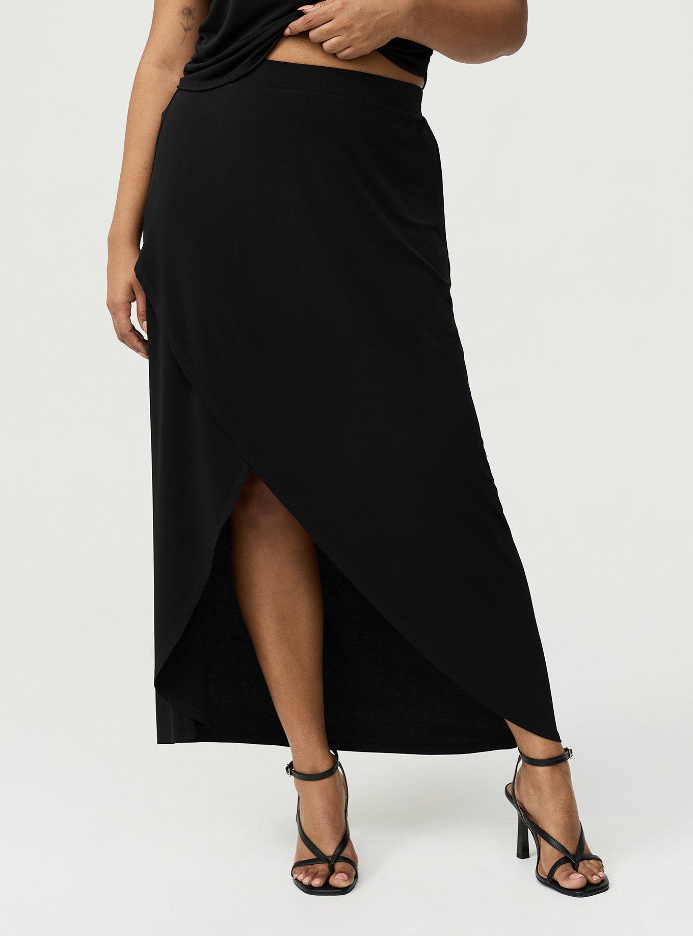 Cowl Neck Maxi Skirt Set, DEEP BLACK, alternate
