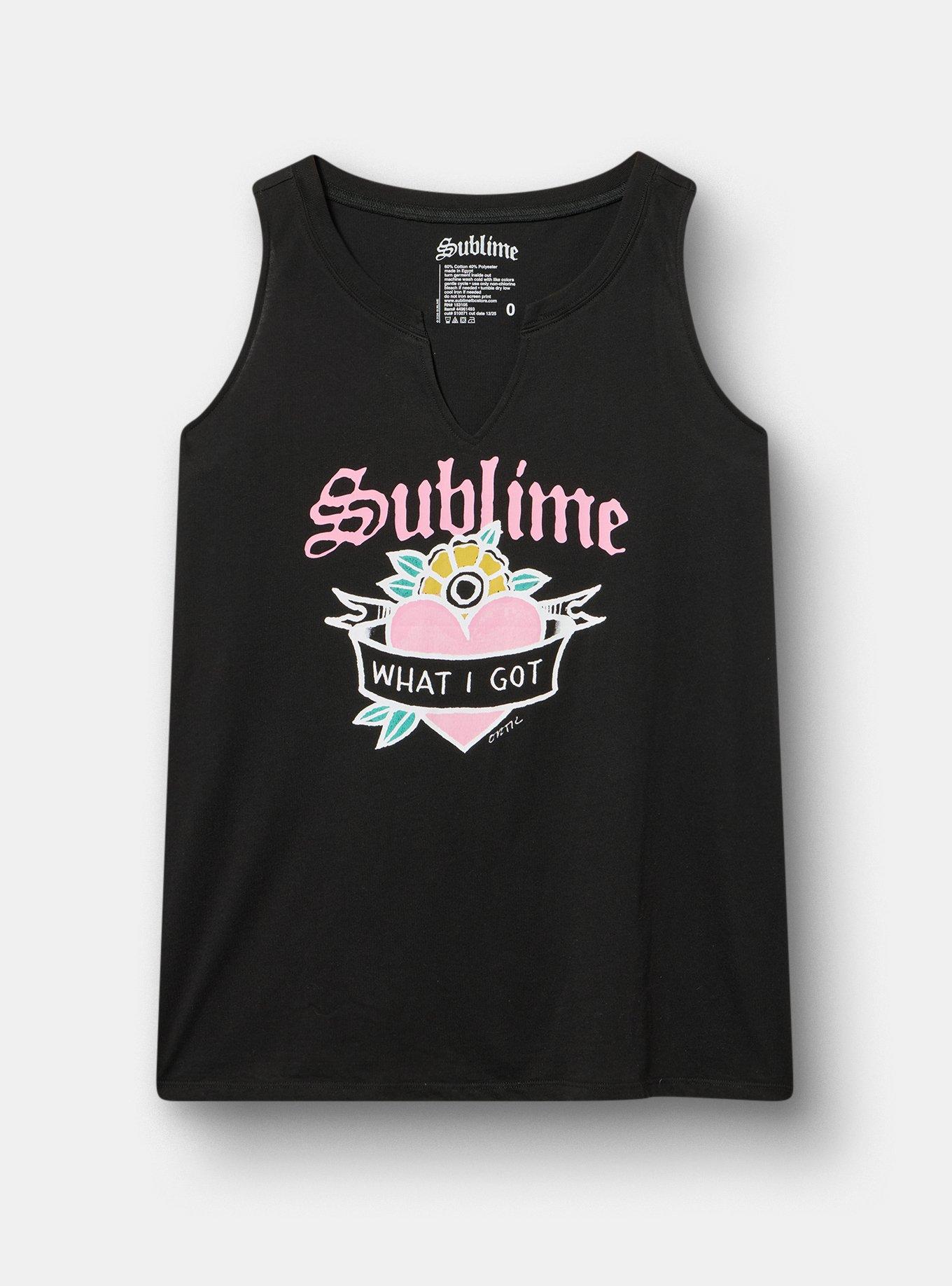 Sublime Notch Neck Tank, SUBLIME HEART DEEP BLACK, hi-res