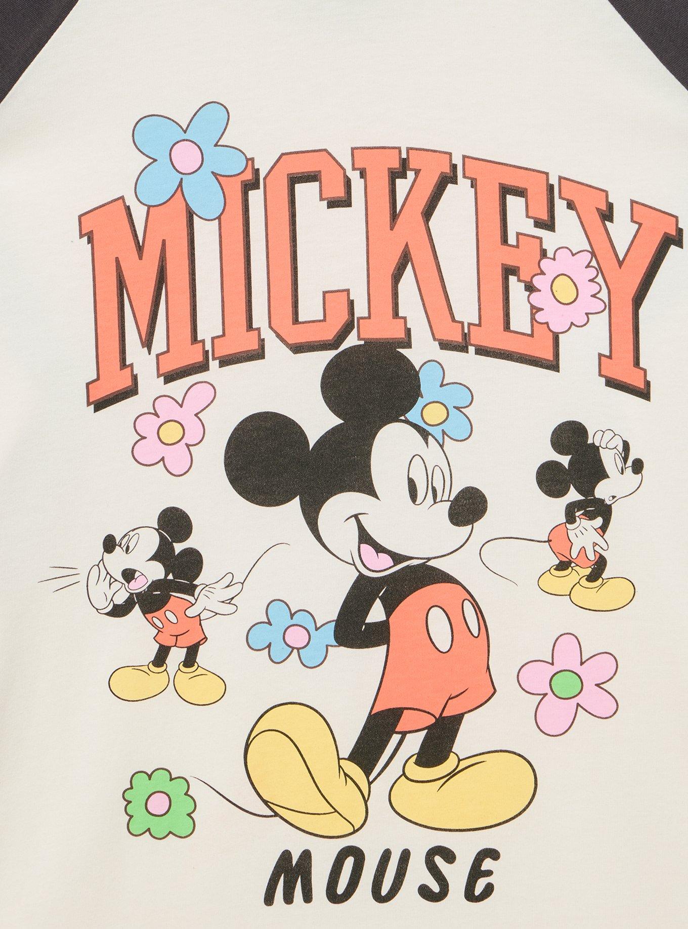 Disney Mickey Mouse Raglan Sleeve Tee, FLORAL MICKEY MOUSE WHISPER WHITE, alternate
