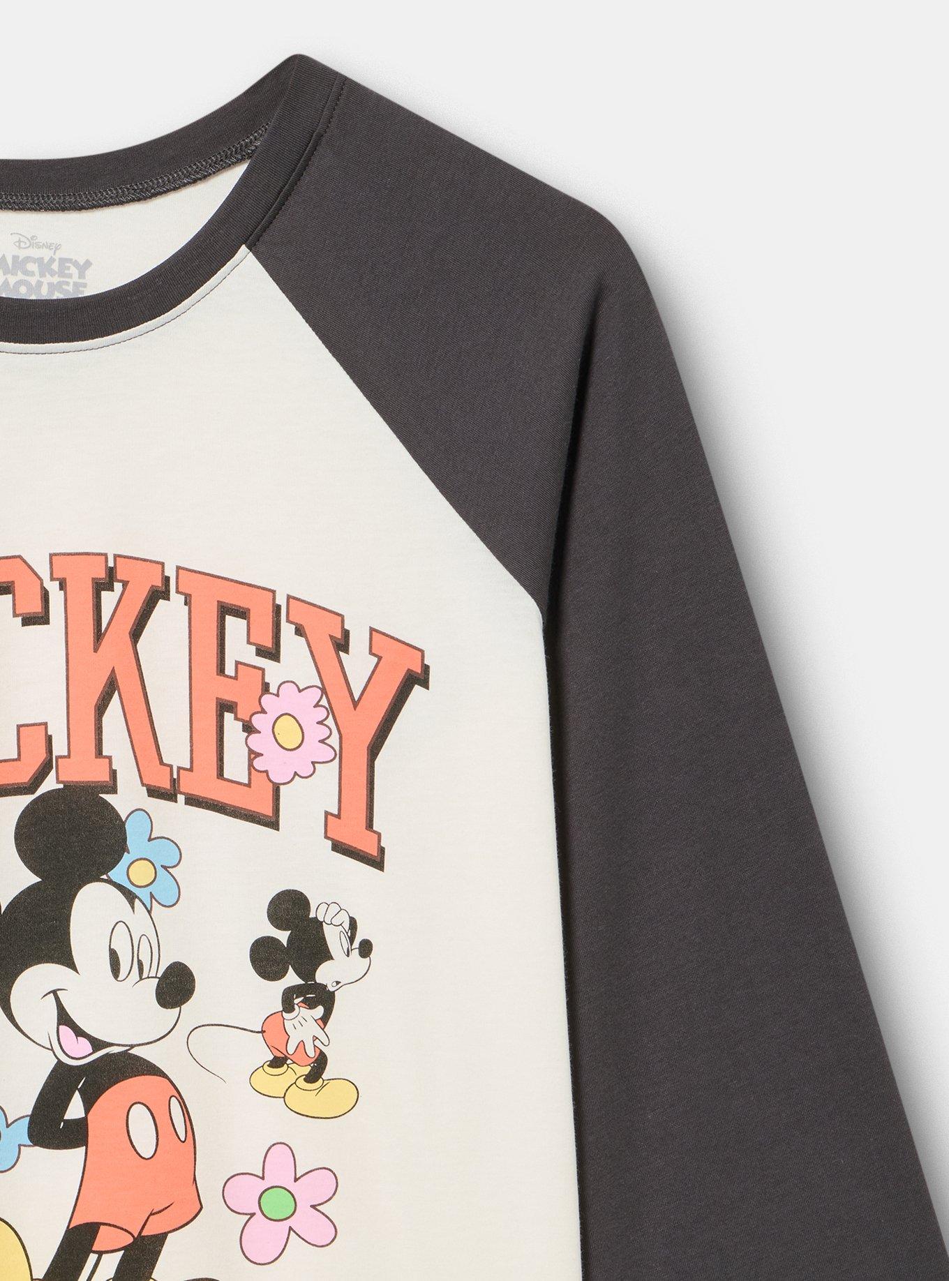 Disney Mickey Mouse Raglan Sleeve Tee, FLORAL MICKEY MOUSE WHISPER WHITE, alternate