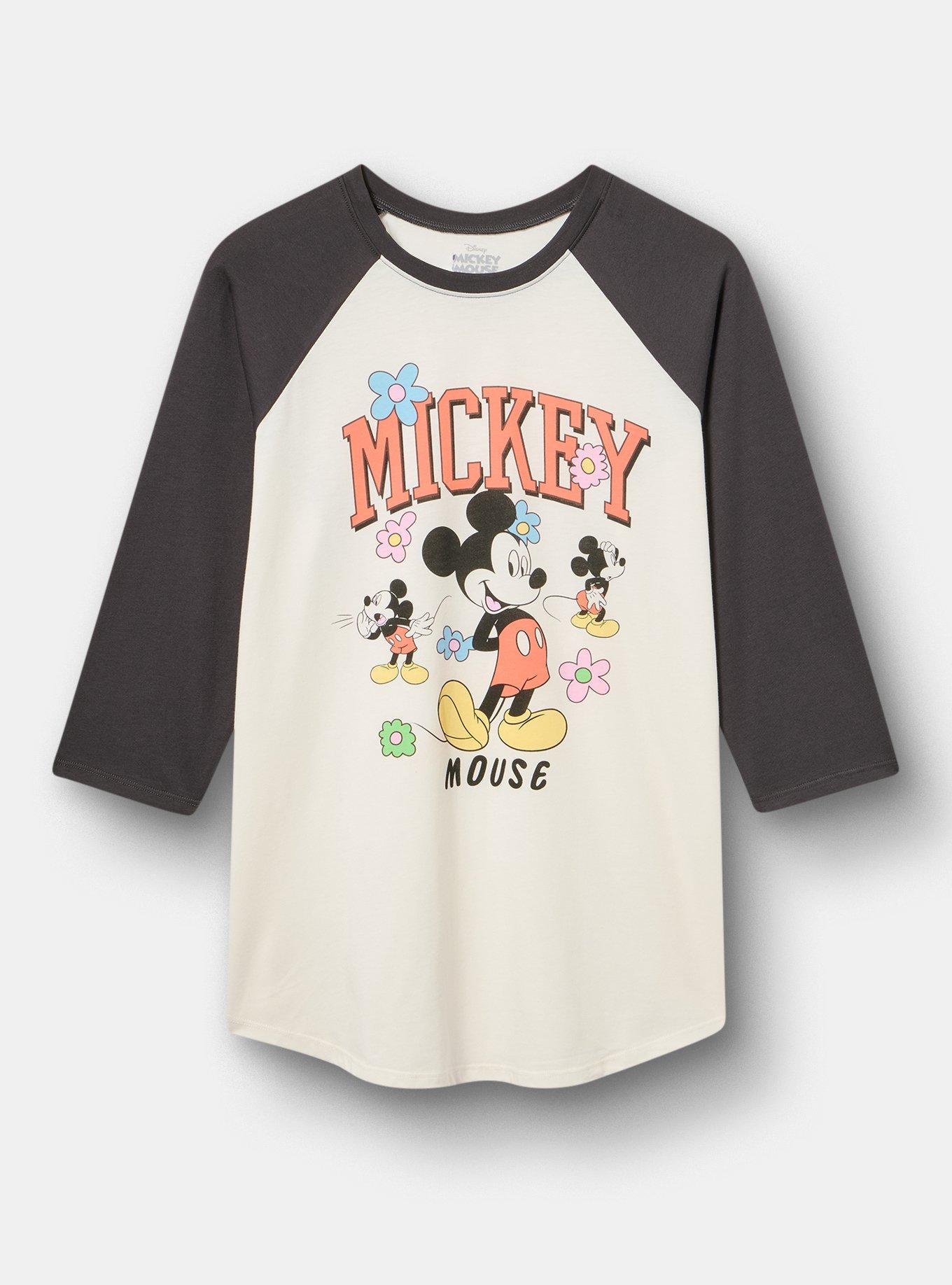 Disney Mickey Mouse Raglan Sleeve Tee, FLORAL MICKEY MOUSE WHISPER WHITE, hi-res