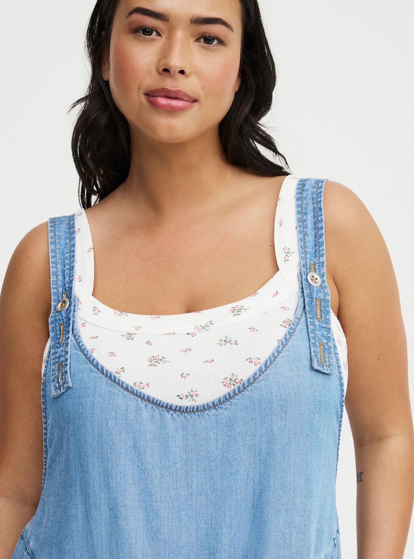 Wide-Leg Lightweight Denim Overall, LIGHT WASH, alternate