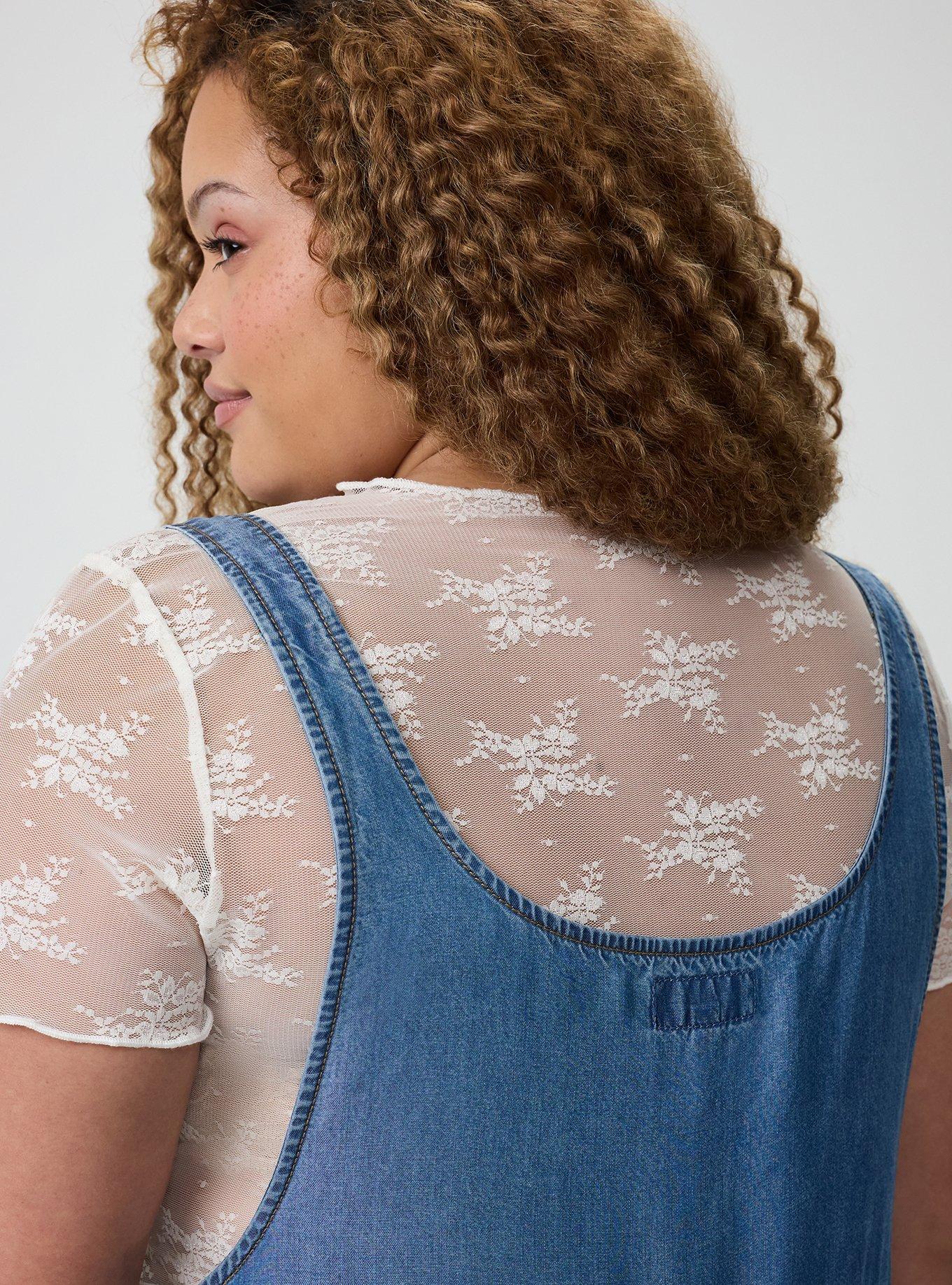 Wide-Leg Lightweight Denim Overall, MEDIUM WASH, alternate