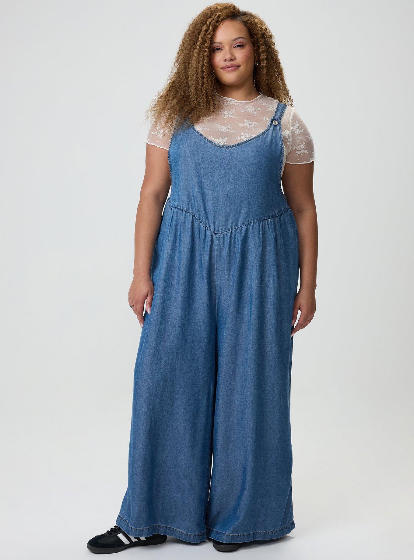 Plus Size - Wide-Leg Lightweight Denim Overall - Torrid