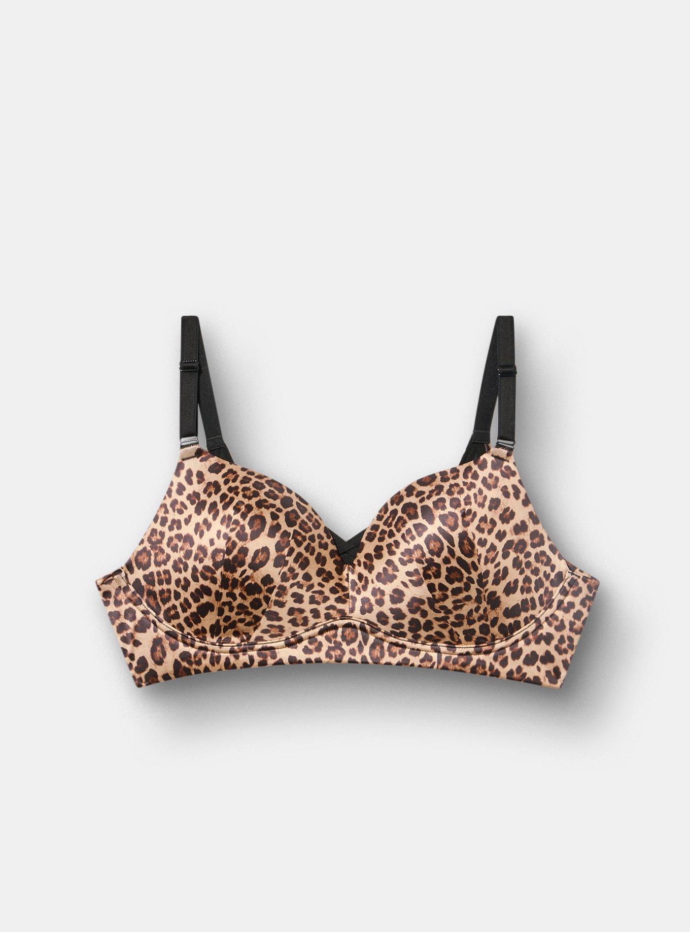 Wire-Free Push-Up Shine Bra, FIFTIES LEOPARD SMALL NEUTRAL, flat