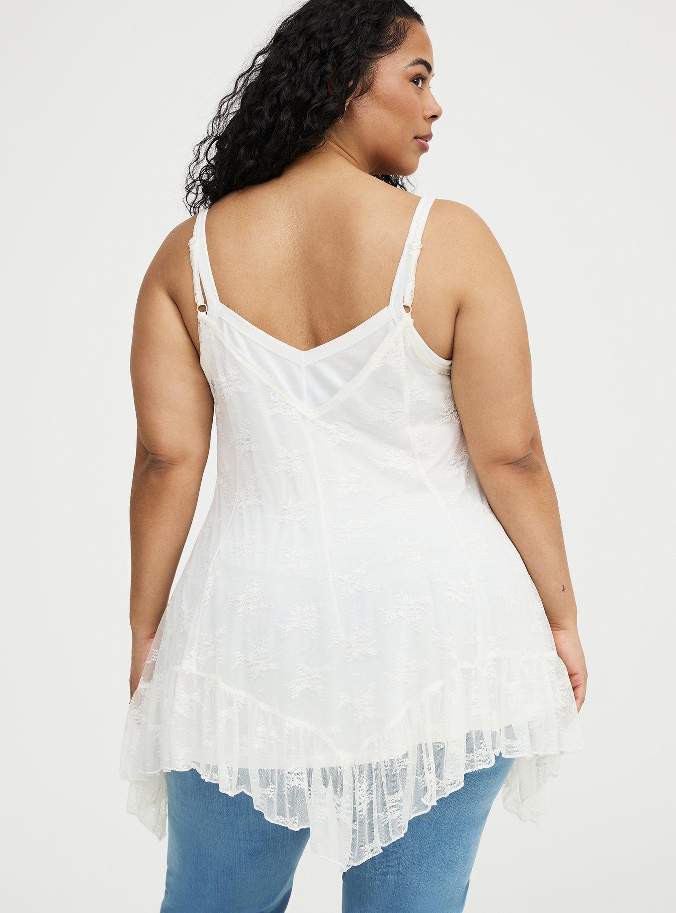 Lace Hanky Hem Slip Top, WHISPER WHITE, alternate
