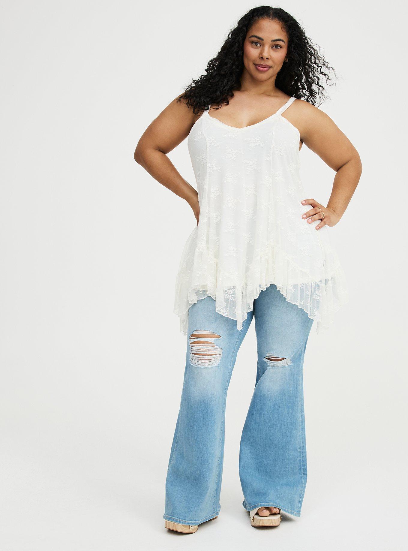 Lace Hanky Hem Slip Top, WHISPER WHITE, alternate