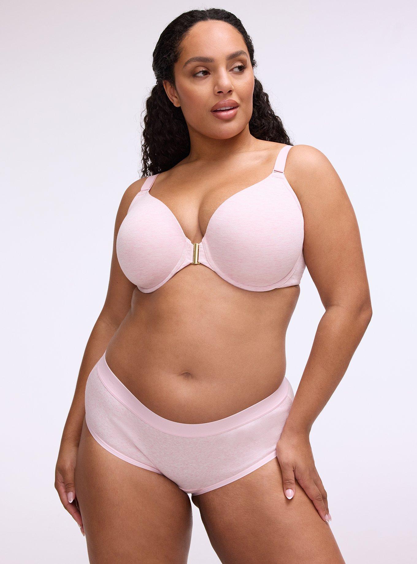 Cotton Rib Mid-Rise Hipster Panty, PARFAIT PINK HEATHER, hi-res