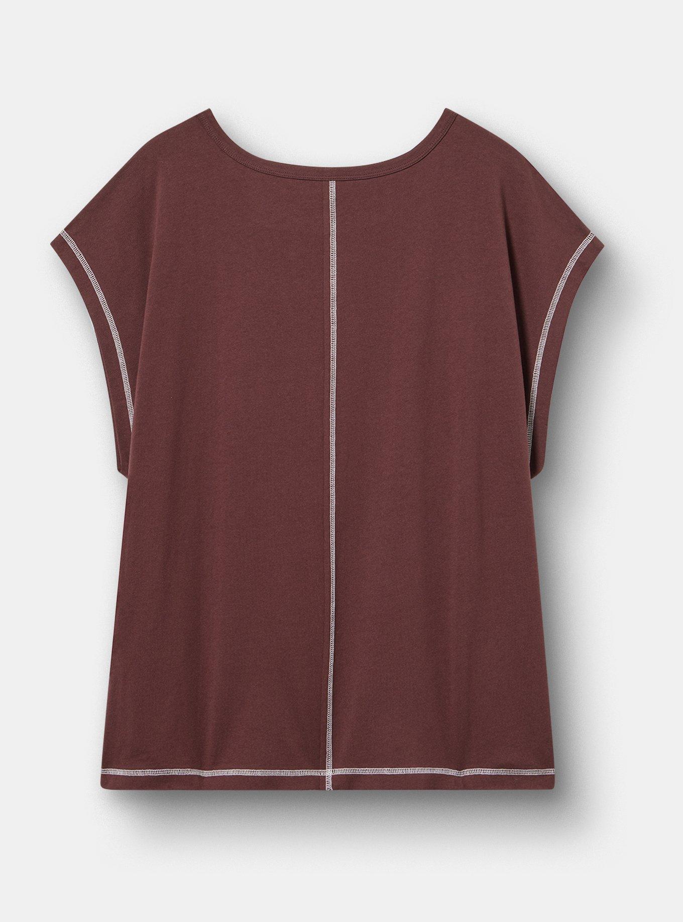 Relaxed Cotton Dolman Stitch Detail Tee, PHOTOCOPY ROSE FUDGE, alternate