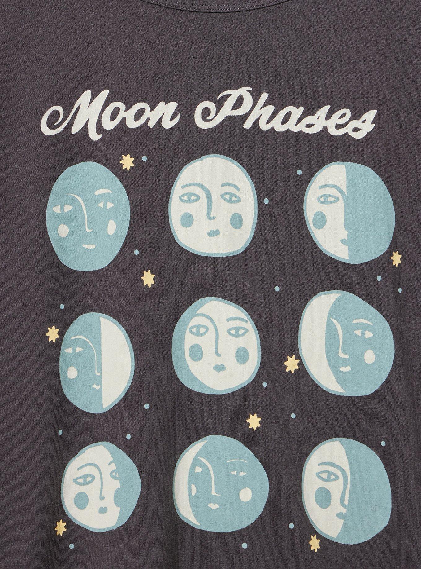 Relaxed Cotton Dolman Stitch Detail Tee, HANDDRAWN MOON PHASES OBSIDIAN, alternate
