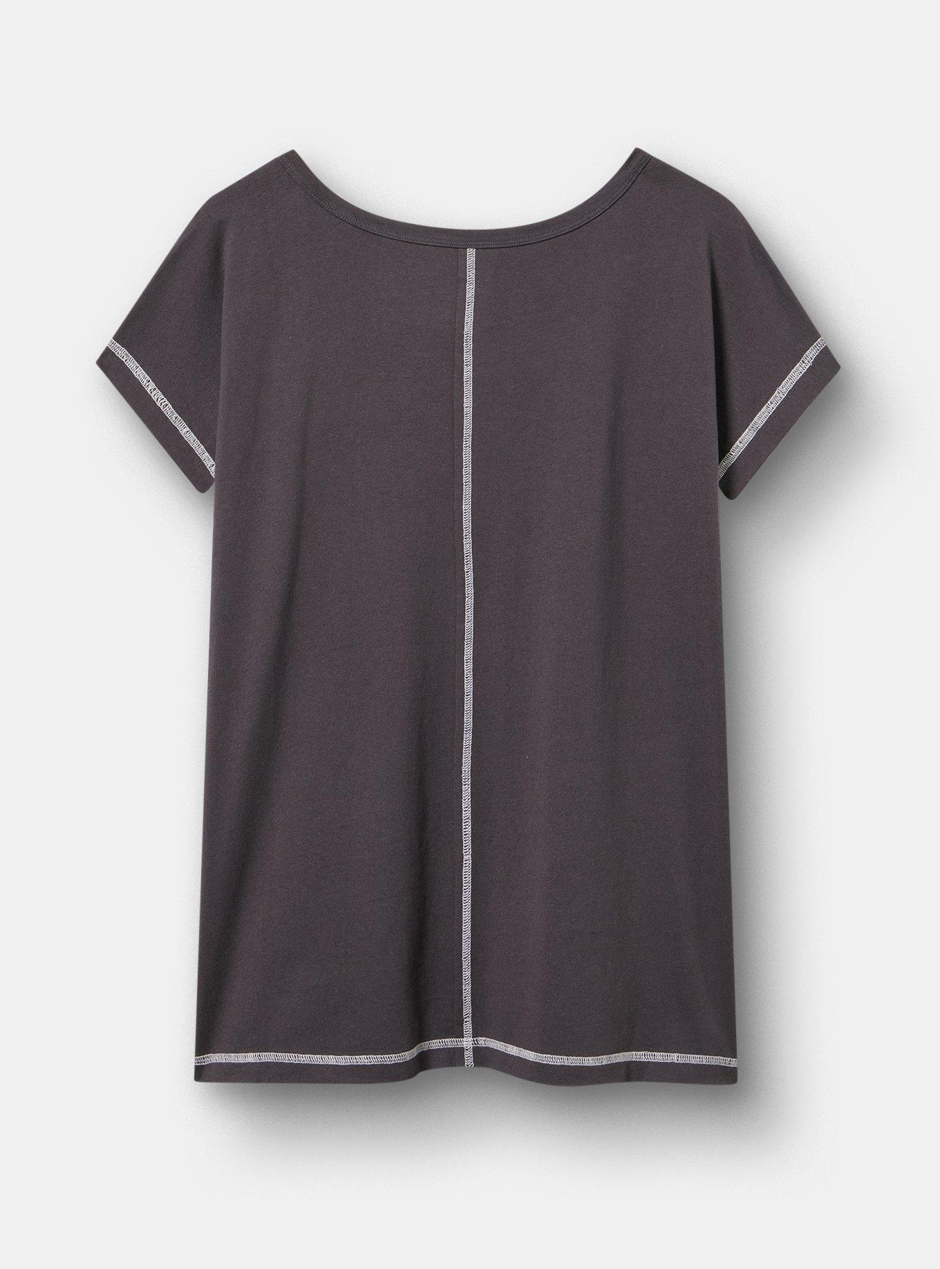 Relaxed Cotton Dolman Stitch Detail Tee, HANDDRAWN MOON PHASES OBSIDIAN, alternate