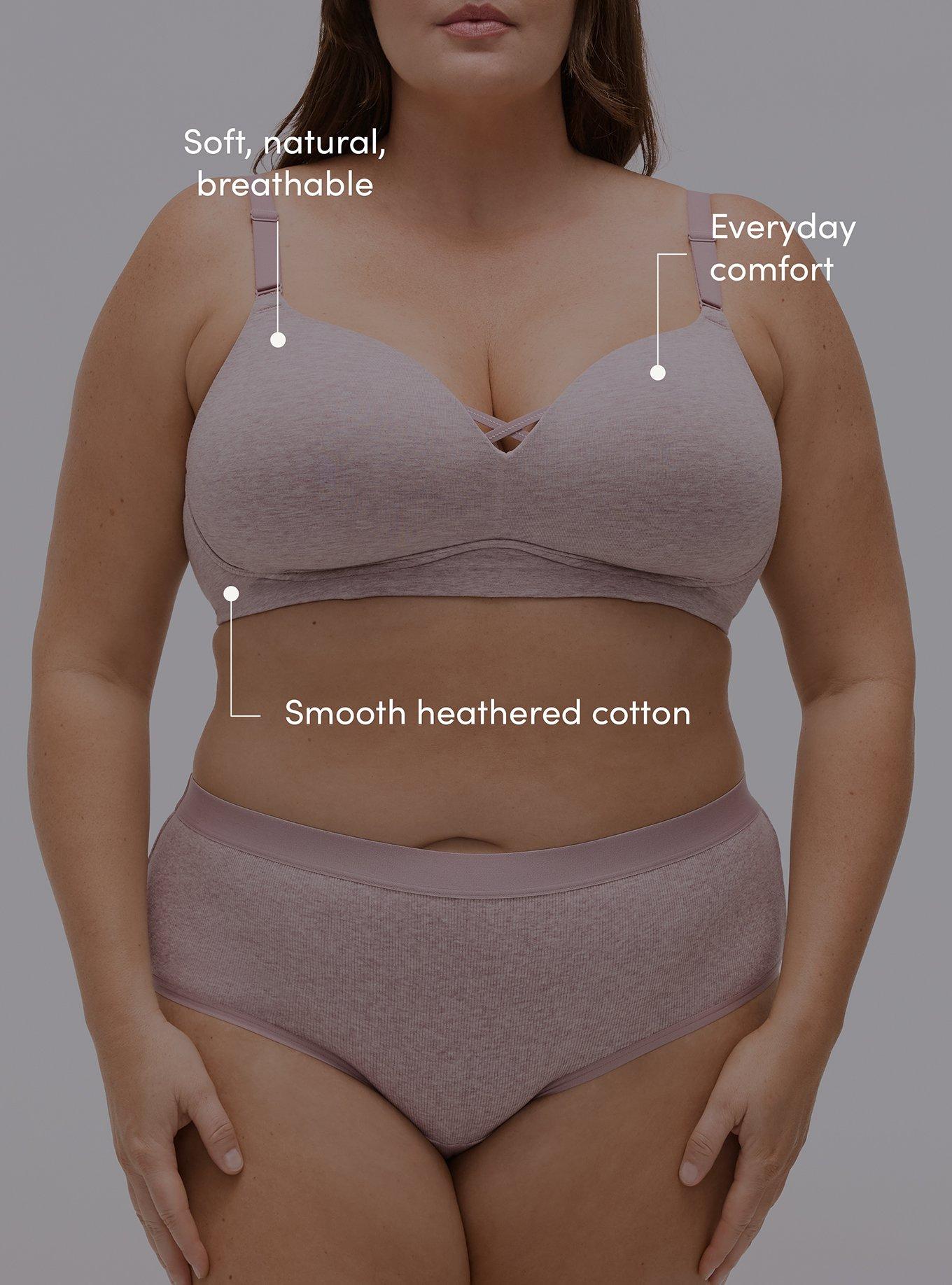 Wire-Free Push-Up Cotton Heather Bra, TOADSTOOL TRUE HEATHER, alternate